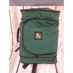 Eddie Bauer Vintage Large Rectangular Green Canvas Bag Zip Backpack Hunting